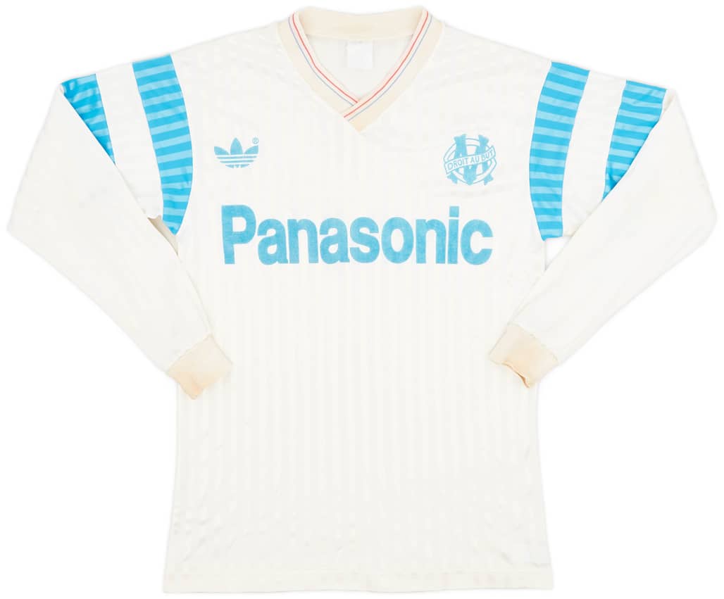 1990-91 Olympique Marseille Home L/S Shirt - 6/10 - (S)