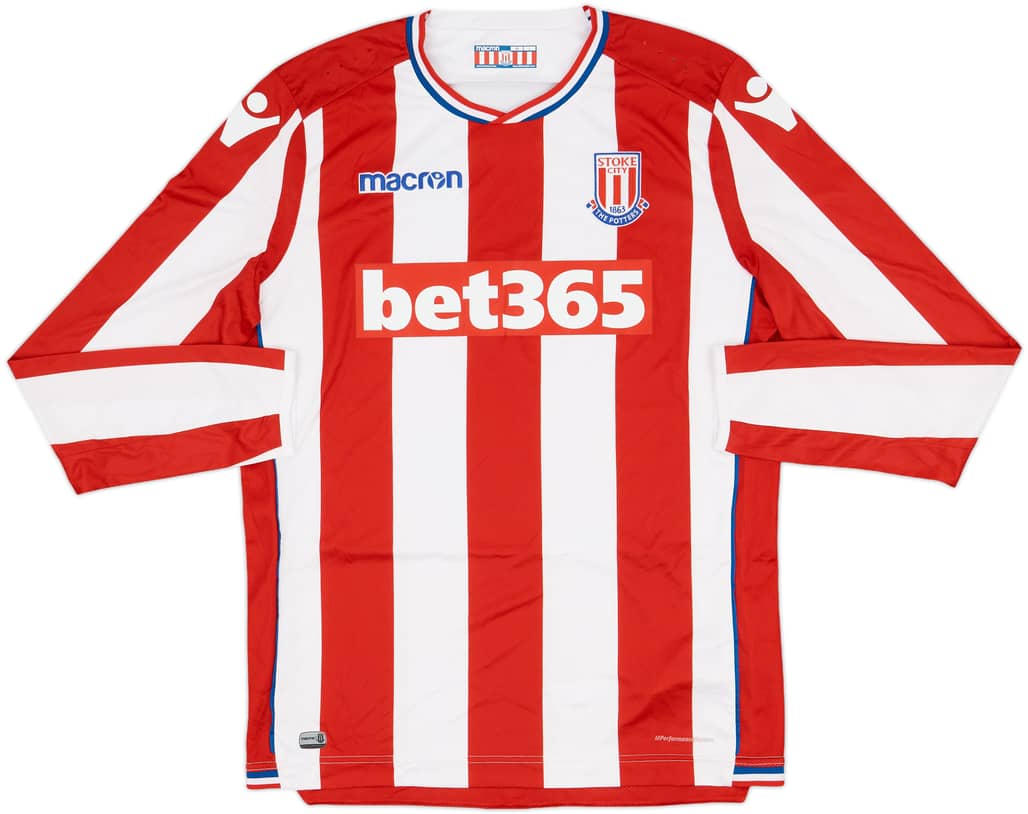 2017-18 Stoke City Home L/S Shirt - 9/10 - (L)