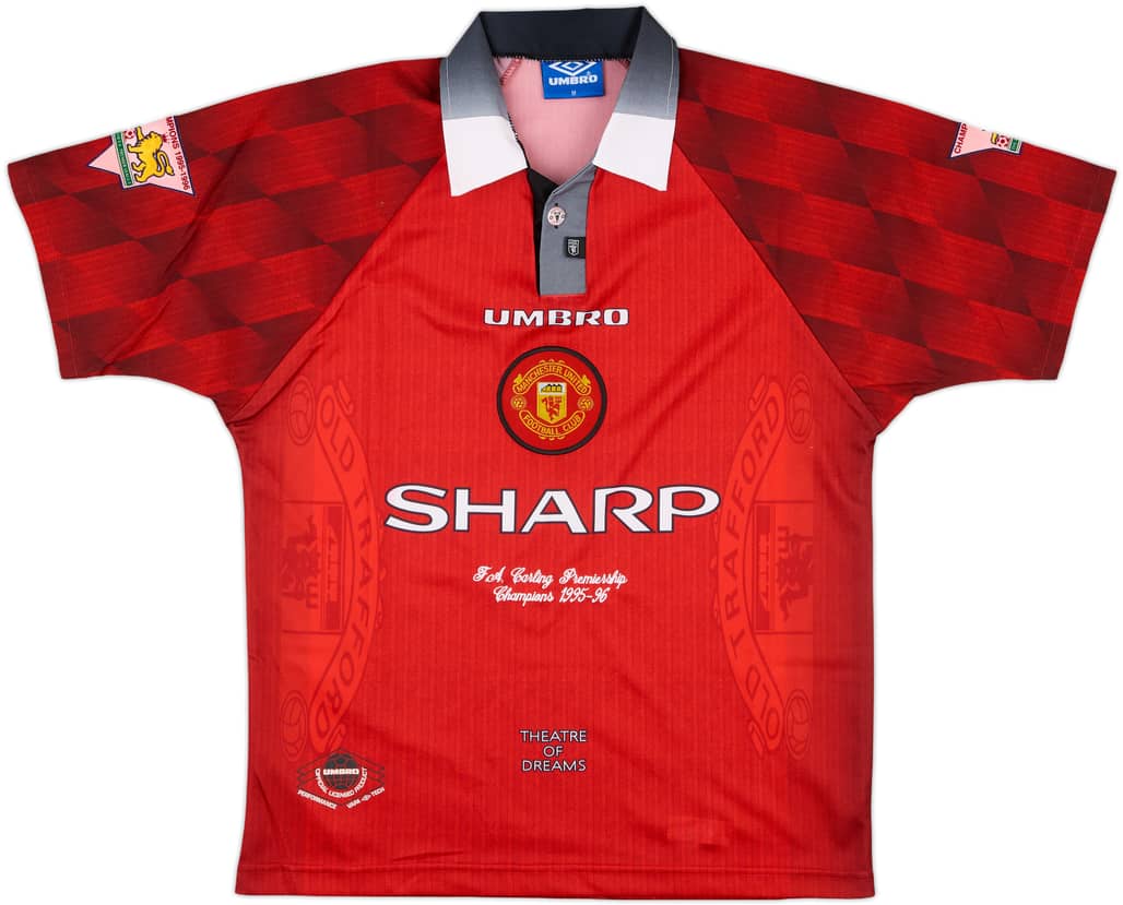 1996-98 Manchester United 'Premiership Champions' Home Shirt - 8/10 - (M)
