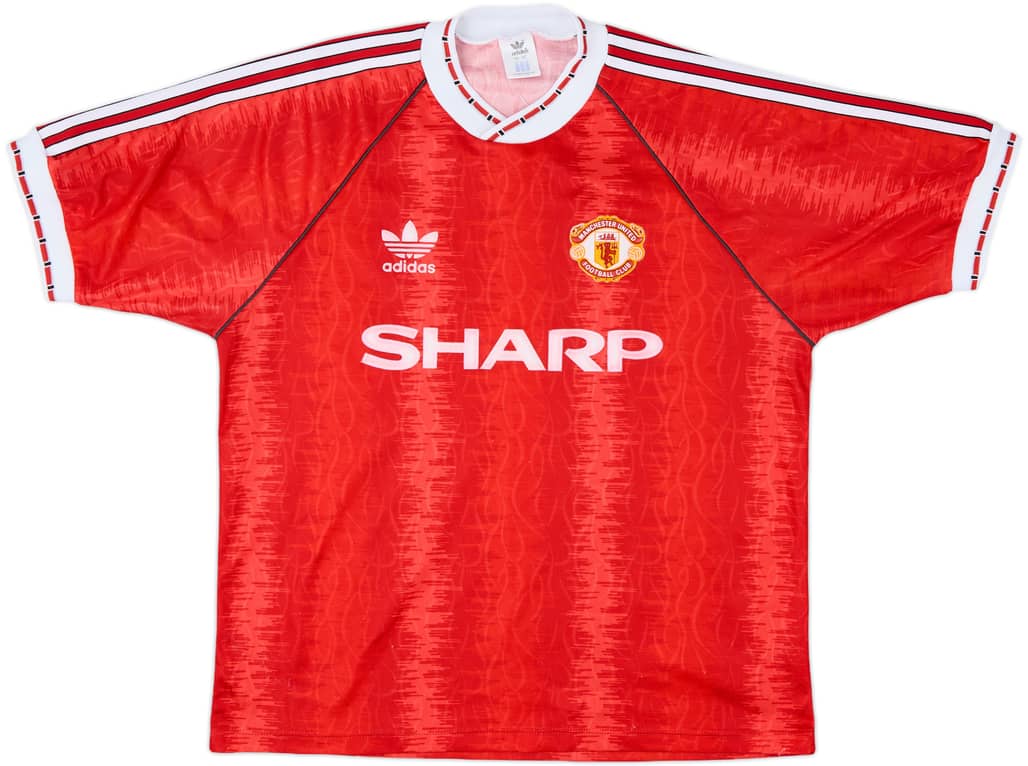 1990-92 Manchester United Home Shirt - 8/10 - (L/XL)