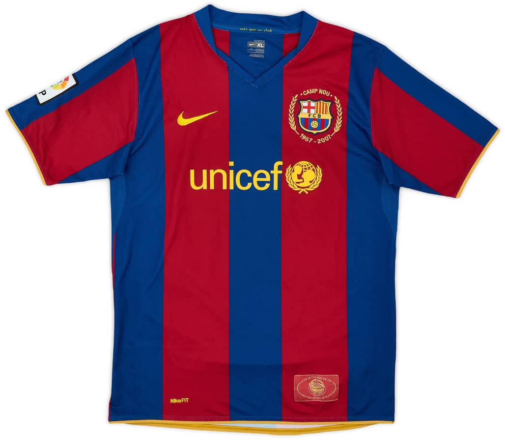 2007-08 Barcelona Home Shirt - 9/10 - (XL.Boys)