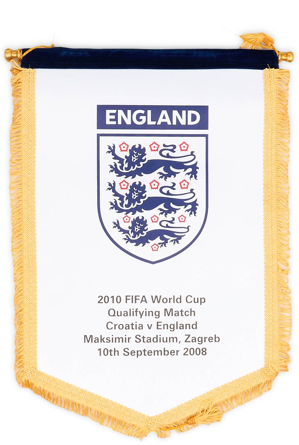 2008 England Match Pennant World Cup 2010 Qualifier (v Croatia)
