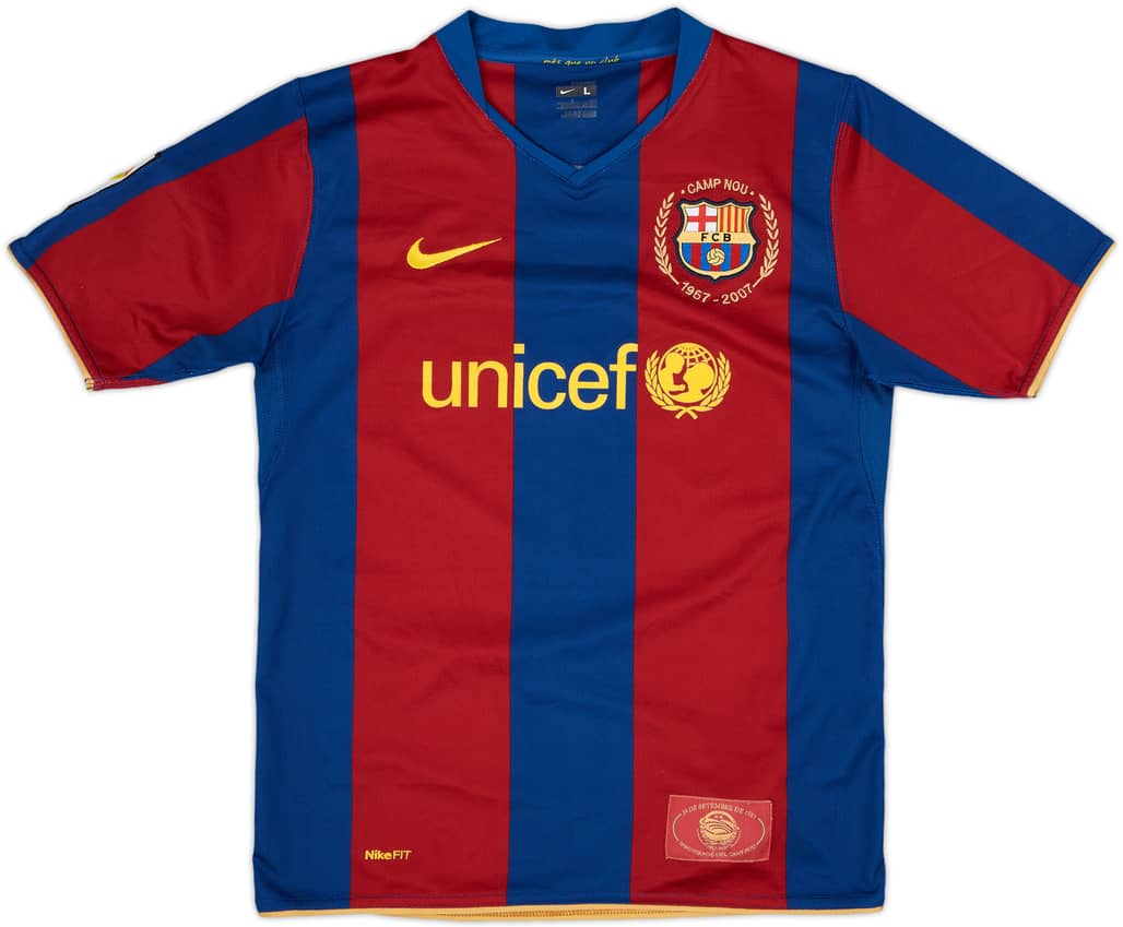 2007-08 Barcelona Home Shirt - 8/10 - (L.Boys)