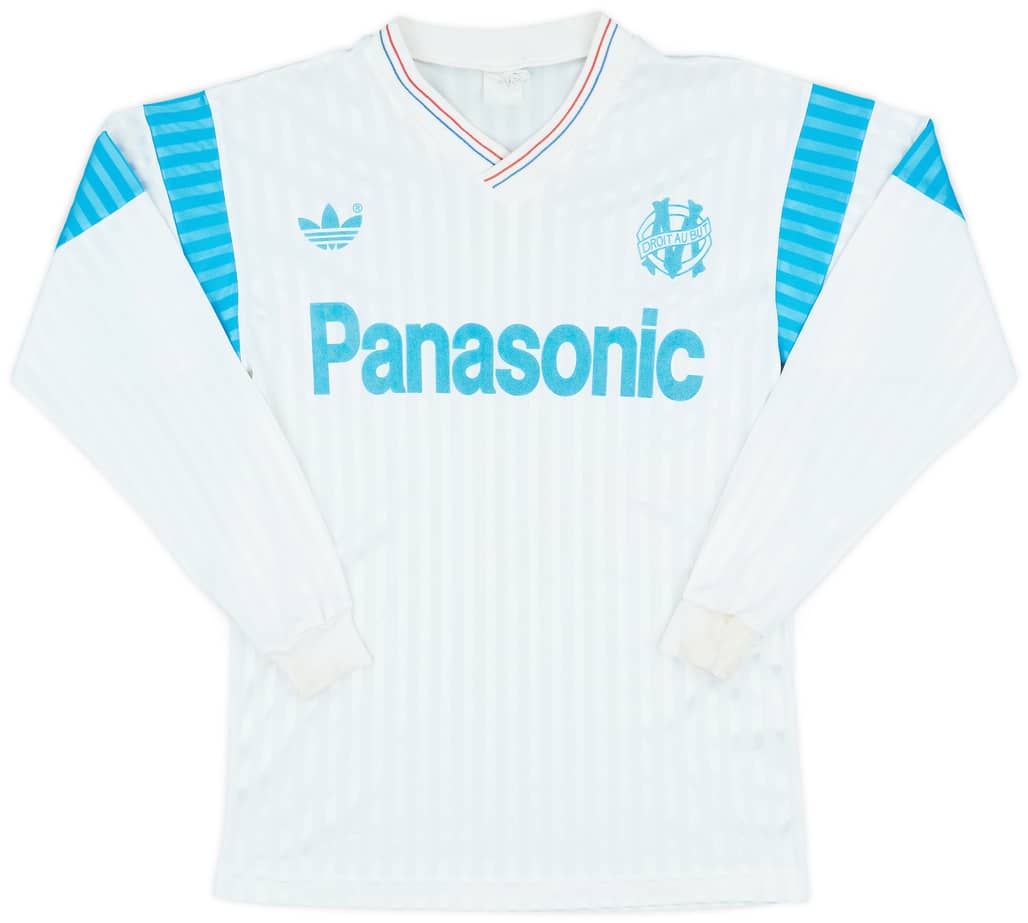 1990-91 Olympique Marseille Home L/S Shirt - 9/10 - (S)