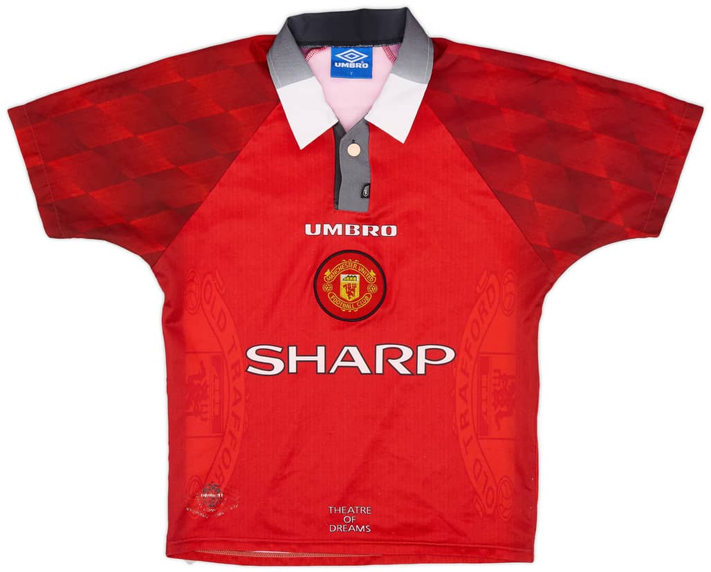 1996-98 Manchester United Home Shirt - 7/10 - (XL.Boys)