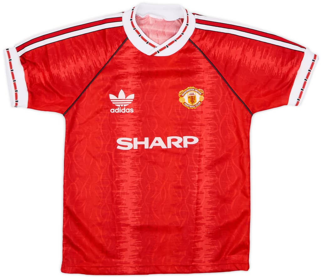 1990-92 Manchester United Home Shirt - 8/10 - (L.Boys)