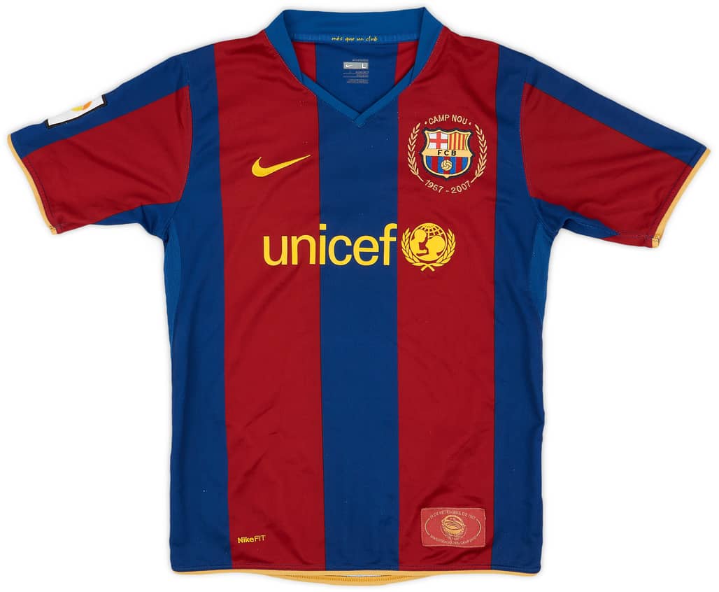 2007-08 Barcelona Home Shirt - 8/10 - (L.Boys)