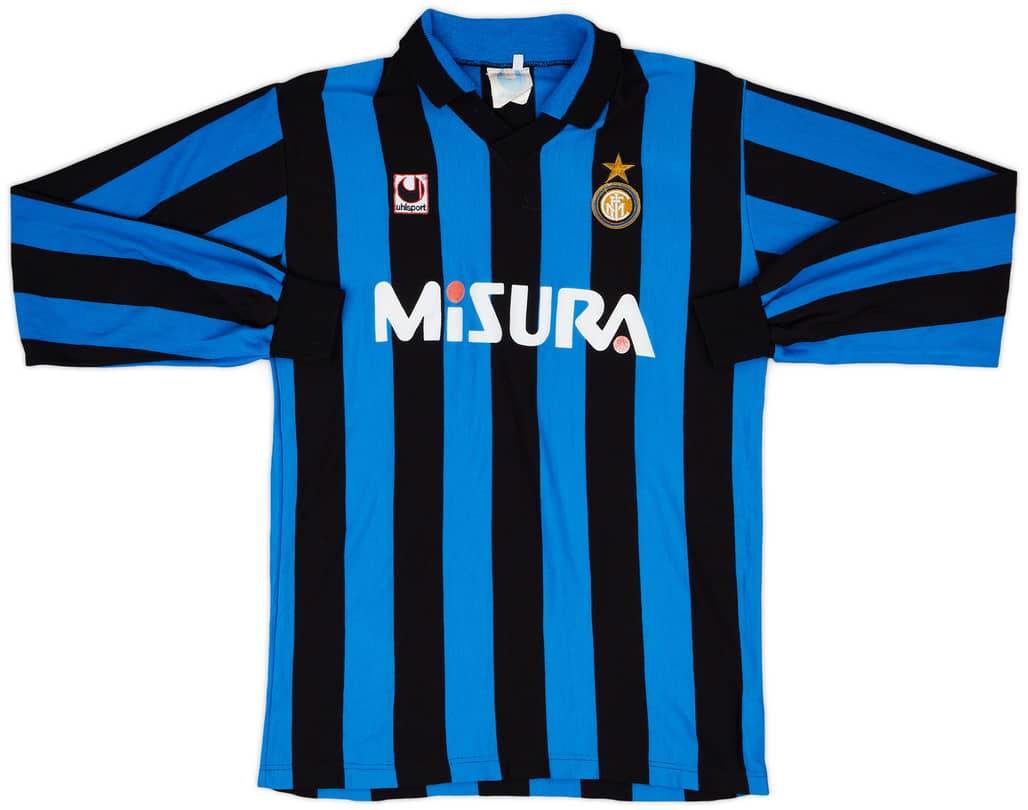 1990-91 Inter Milan Home L/S Shirt - 8/10 - (L)