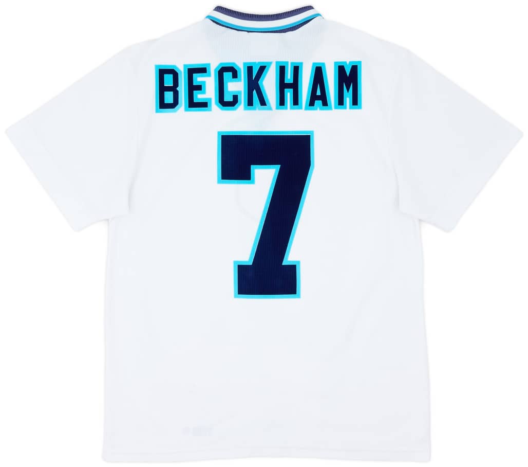 1995-97 England Home Shirt Beckham #7 - 8/10 - (M)