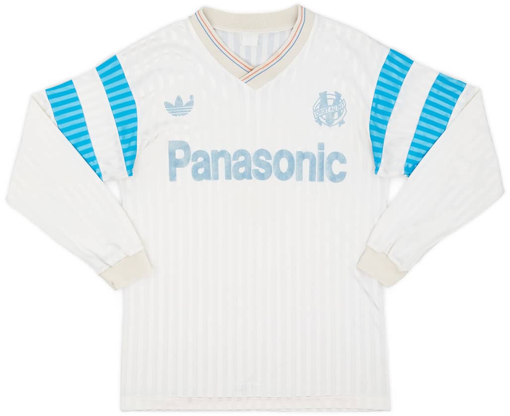 1990-91 Olympique Marseille Home L/S Shirt - 7/10 - (S)