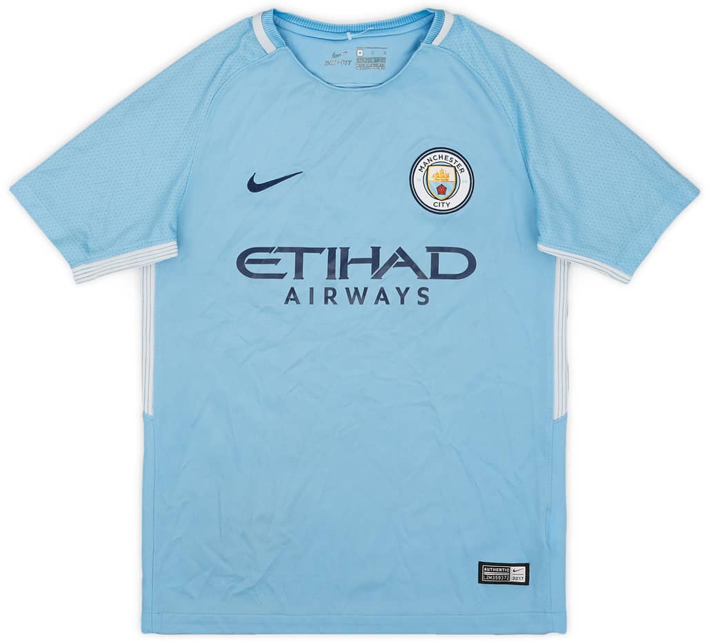 2017-18 Manchester City Home Shirt - 7/10 - (M.Boys)