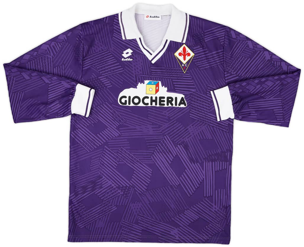 1991-92 Fiorentina Home L/S Shirt - 9/10 - (L)