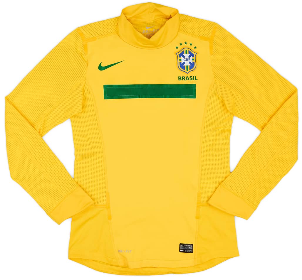 2011 Brazil Player Issue Home L/S Shirt - 9/10 - (M)