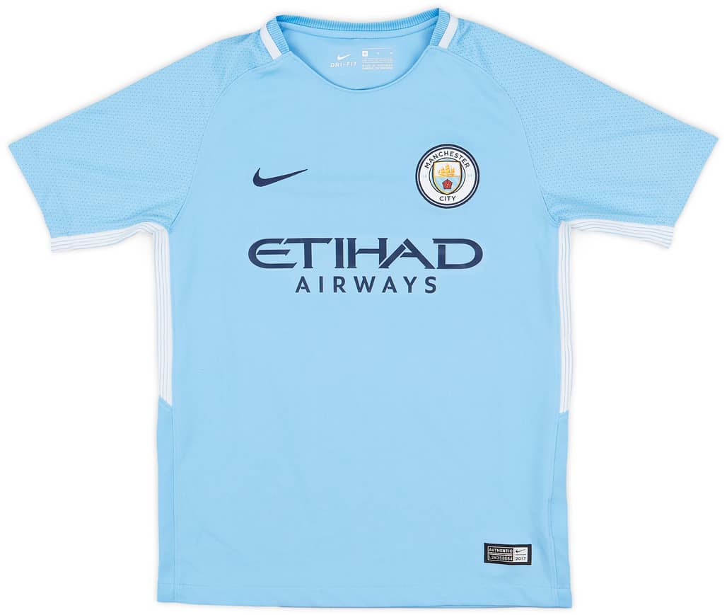 2017-18 Manchester City Home Shirt - 9/10 - (M.Boys)