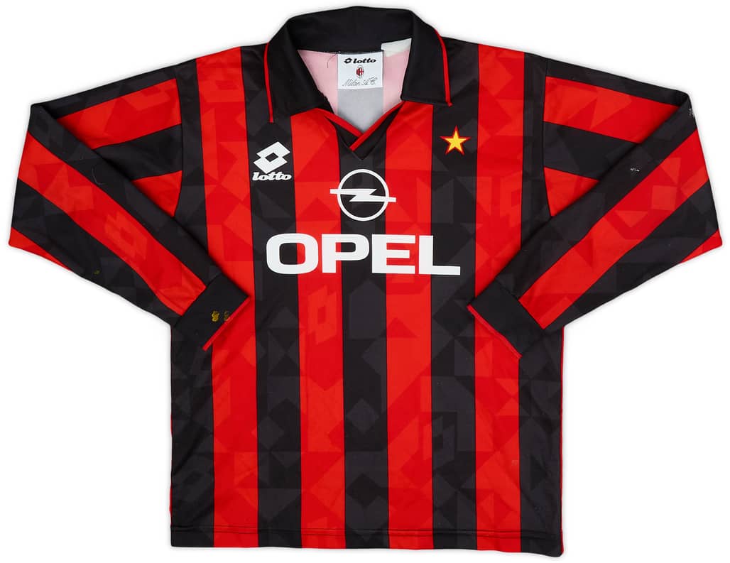 1994-95 AC Milan Home L/S Shirt - 5/10 - (M.Boys)