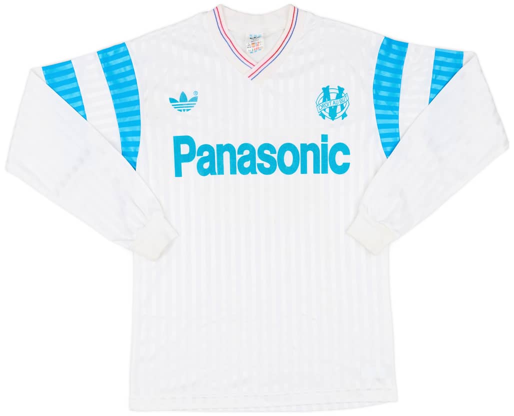 1990-91 Olympique Marseille Home L/S Shirt - 8/10 - (S/M)