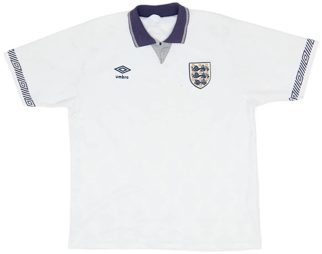 1990-92 England Home Shirt - 6/10 - (XL)