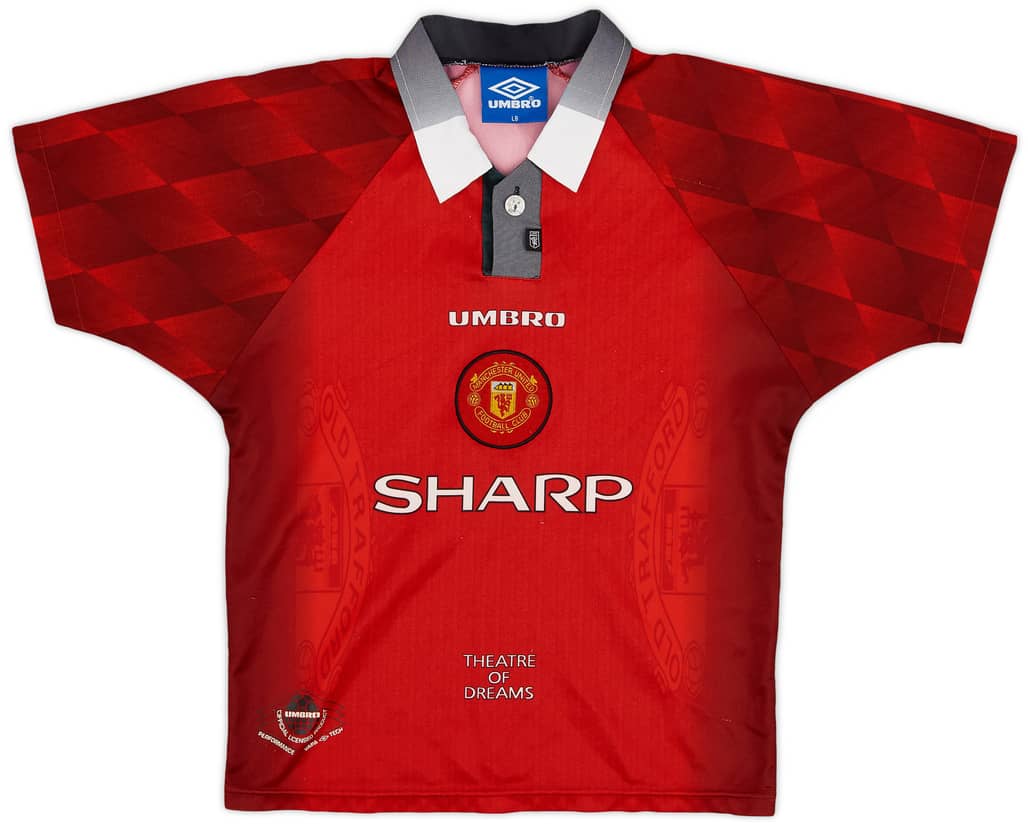 1996-98 Manchester United Home Shirt - 8/10 - (L.Boys)