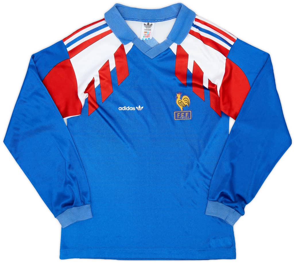 1990-92 France Home L/S Shirt - 7/10 - (L.Boys)