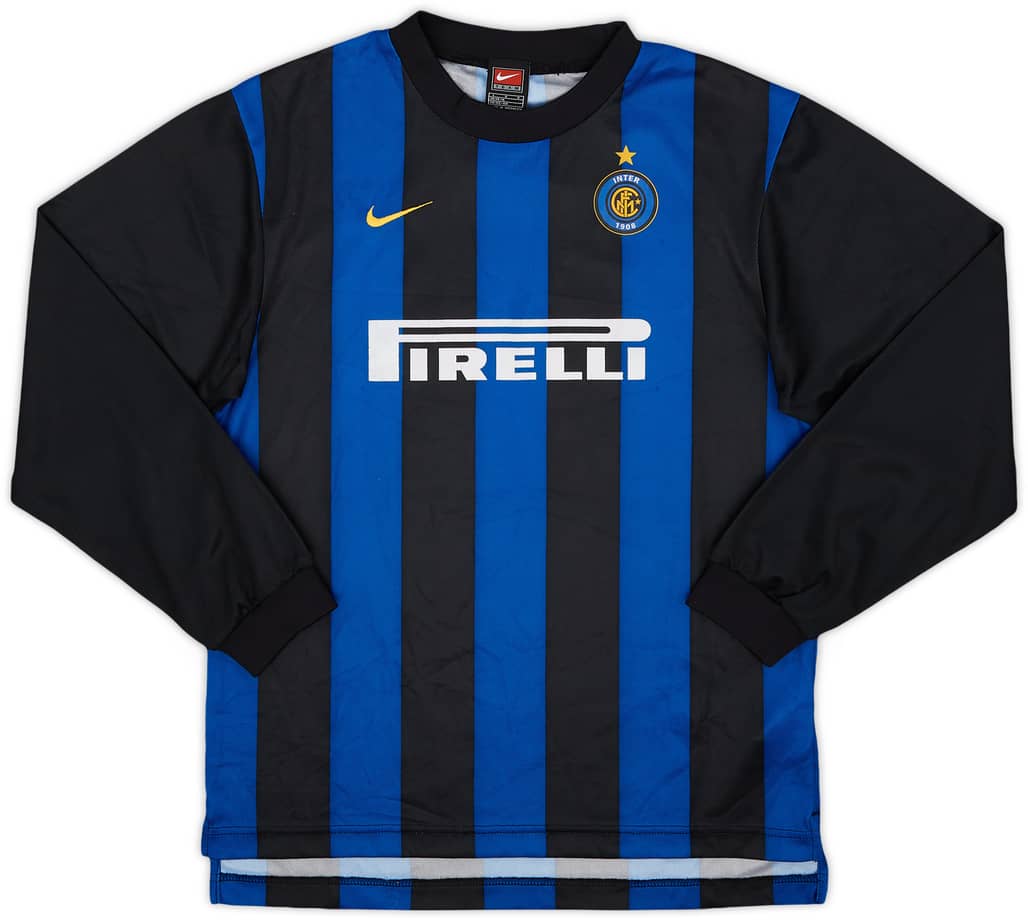 2000-01 Inter Milan Basic Home L/S Shirt - 7/10 - (L.Boys)