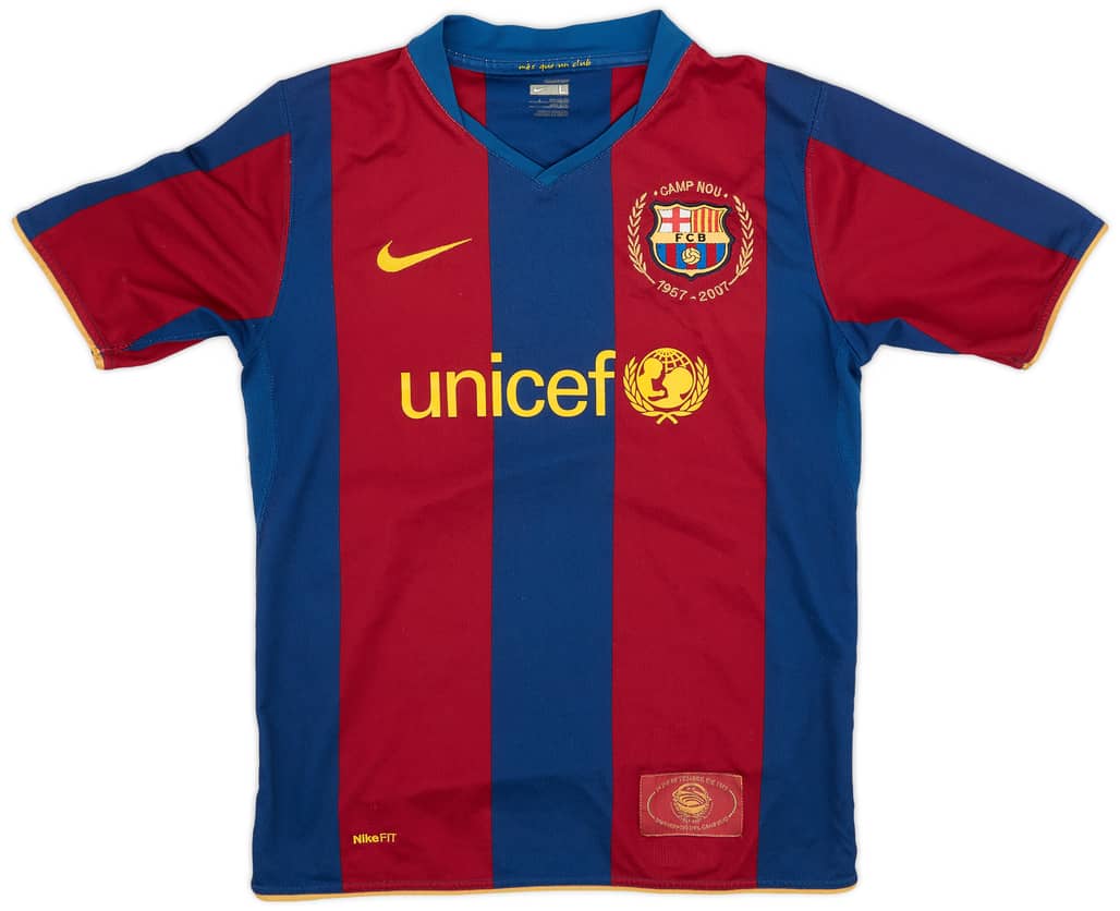 2007-08 Barcelona Home Shirt - 8/10 - (L.Boys)