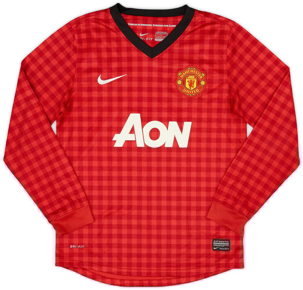 2012-13 Manchester United Home L/S Shirt - 9/10 - (M.Boys)