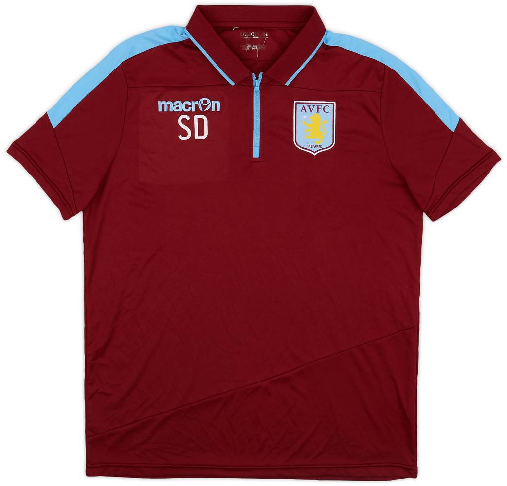 2013-14 Aston Villa Staff Issue Macron 1/4 Zip Training Shirt SD' - 8/10 - (L)