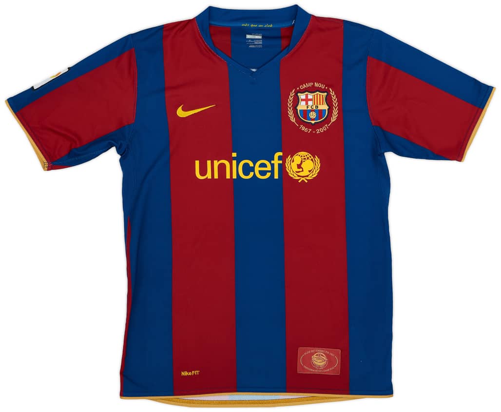 2007-08 Barcelona Home Shirt - 7/10 - (XL.Boys)