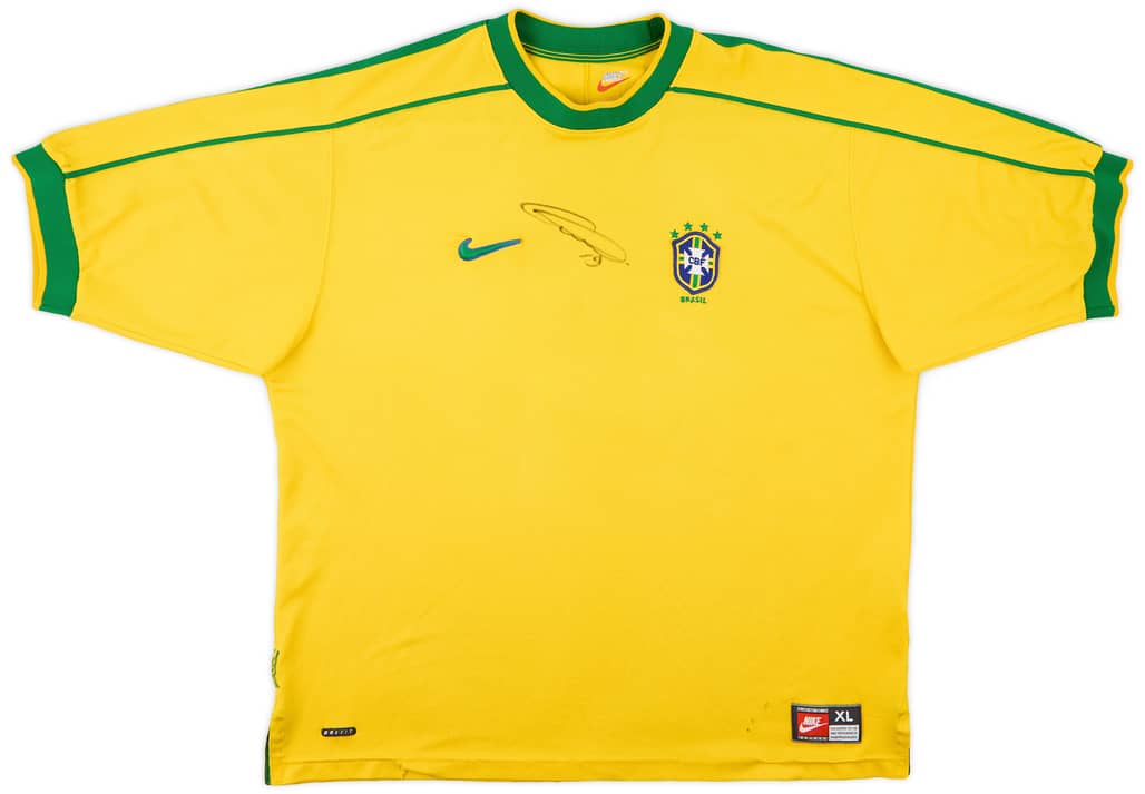 1998-00 Brazil Signed Home Shirt - 7/10 - (XL)