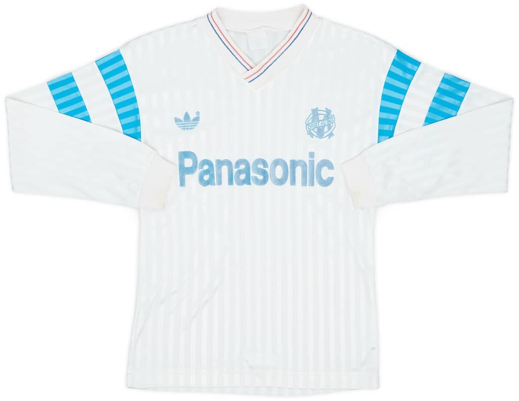 1990-91 Olympique Marseille Home L/S Shirt - 6/10 - (L.Boys)