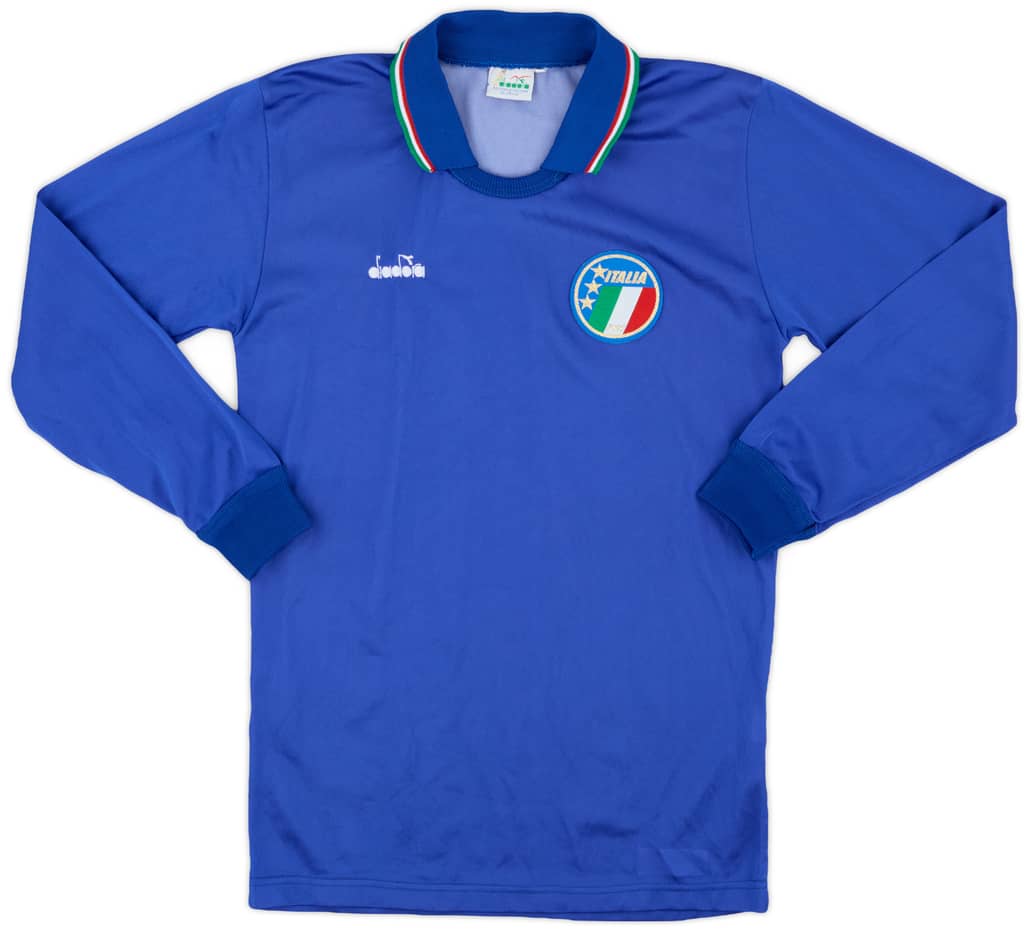 1986-90 Italy Home L/S Shirt - 9/10 - (XL.Boys)