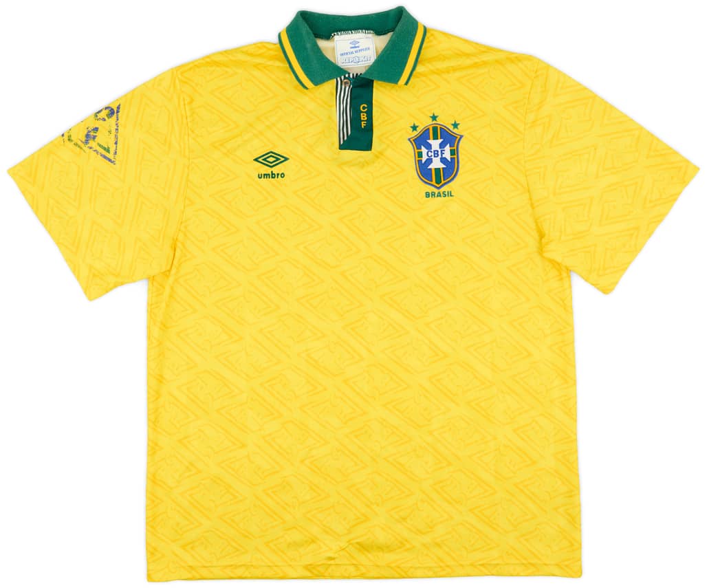 1991-93 Brazil Home Shirt - 6/10 - (XL)