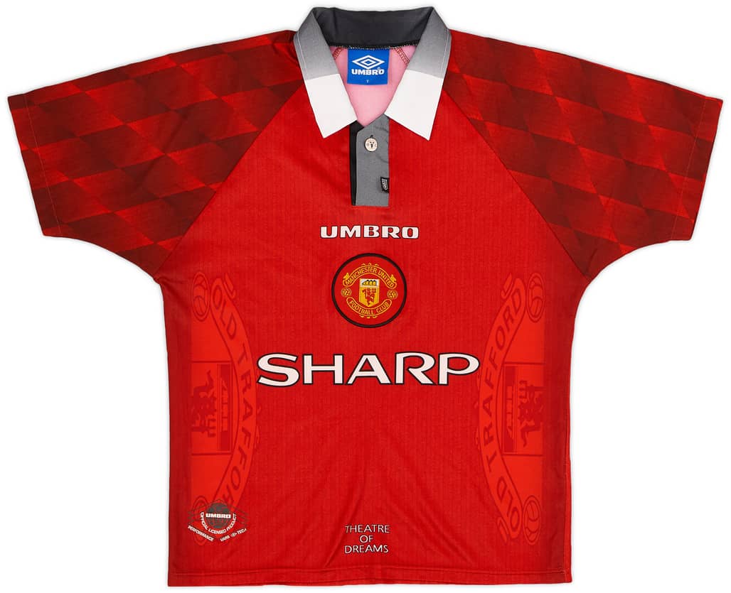 1996-98 Manchester United Home Shirt - 9/10 - (Y)