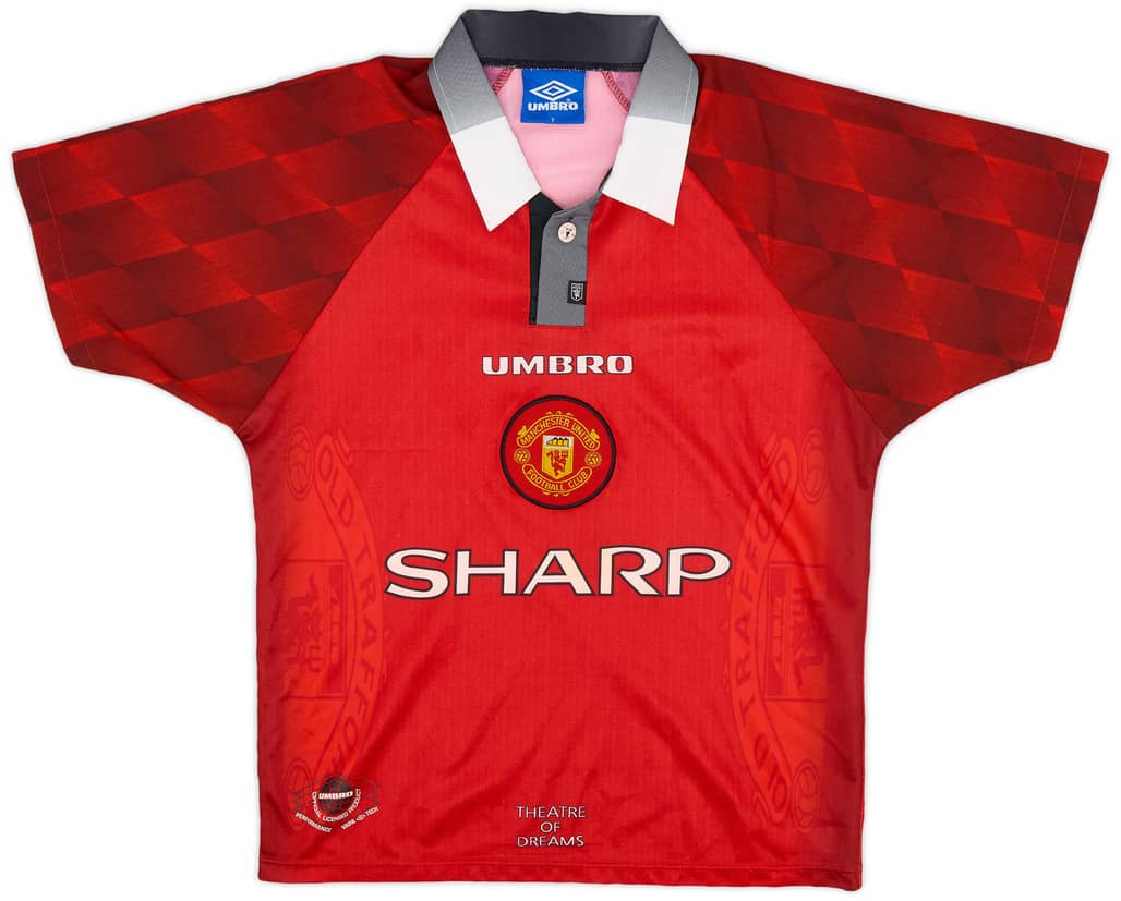 1996-98 Manchester United Home Shirt - 8/10 - (XL.Boys)