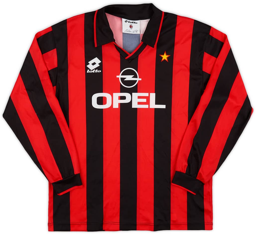 1994-95 AC Milan Home L/S Shirt - 8/10 - (XL.Boys)