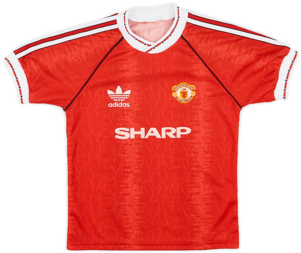 1990-92 Manchester United Home Shirt - 8/10 - (M.Boys)