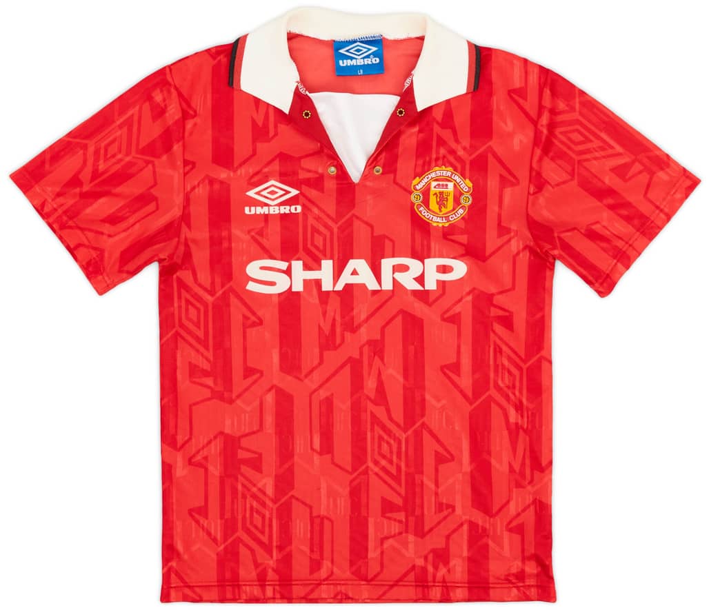 1992-94 Manchester United Home Shirt - 9/10 - (L.Boys)