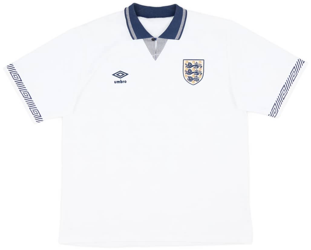 1990-92 England Home Shirt - 8/10 - (XL)