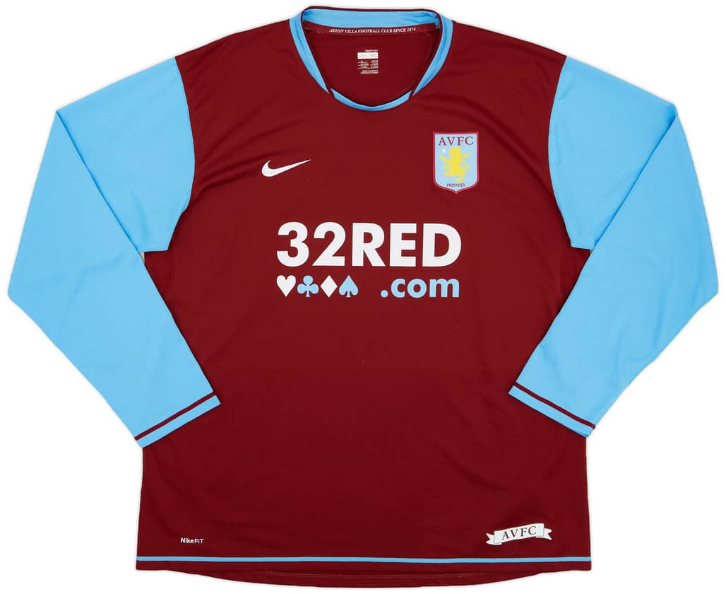 2007-08 Aston Villa Home L/S Shirt Barry #6 - 8/10 - (XL)