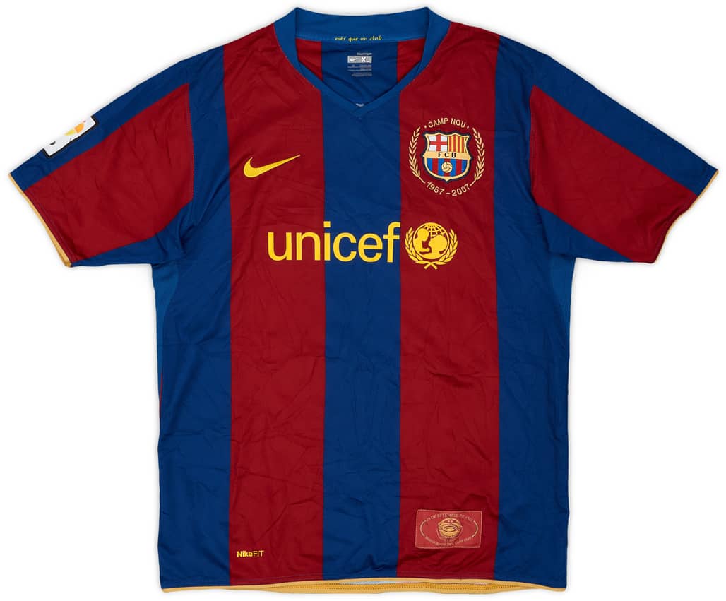 2007-08 Barcelona Home Shirt - 9/10 - (XL.Boys)
