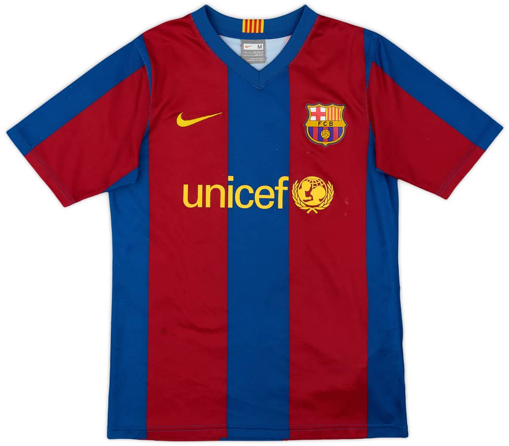 2007-08 Barcelona Basic Home Shirt - 9/10 - (M.Boys)