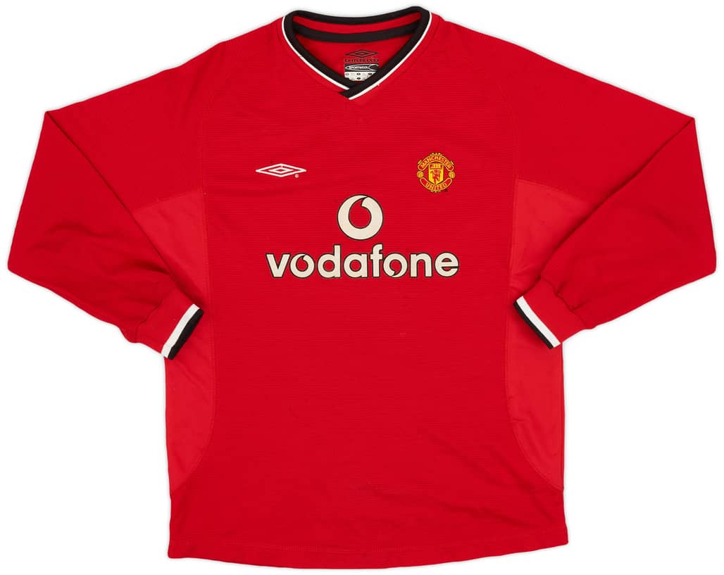 2000-02 Manchester United Home L/S Shirt - 6/10 - (L.Boys)