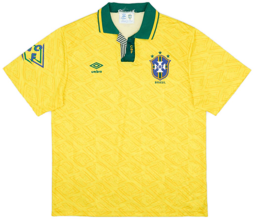 1991-93 Brazil Home Shirt - 8/10 - (L)