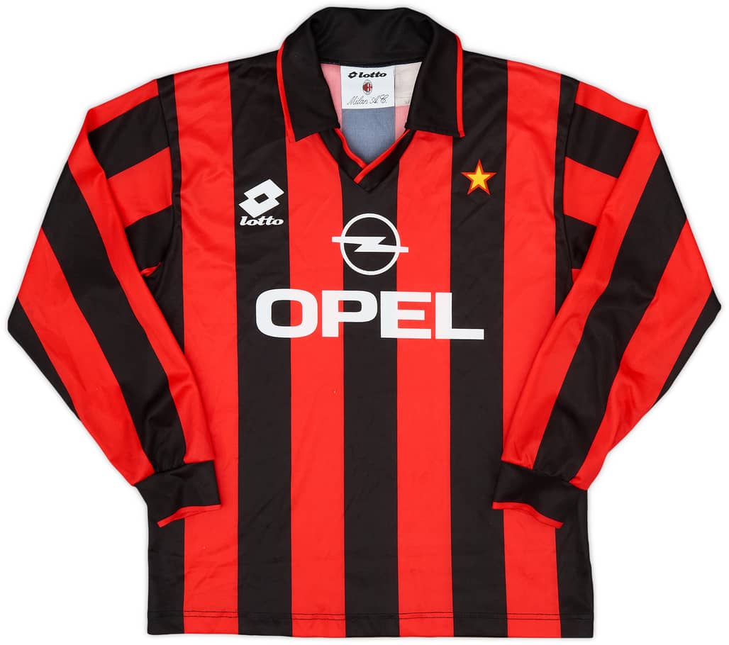 1995-96 AC Milan Home L/S Shirt - 8/10 - (XL.Boys)