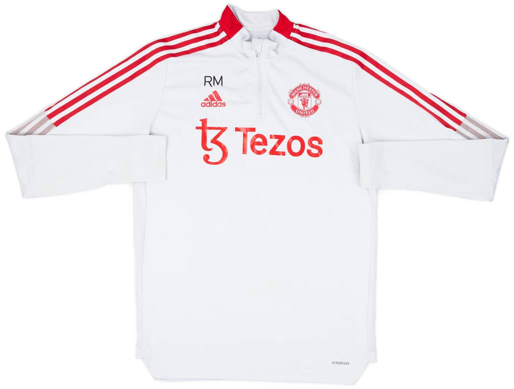 2021-22 Manchester United Staff Issue adidas 1/4 Zip Drill Top RN - 6/10 - (L)