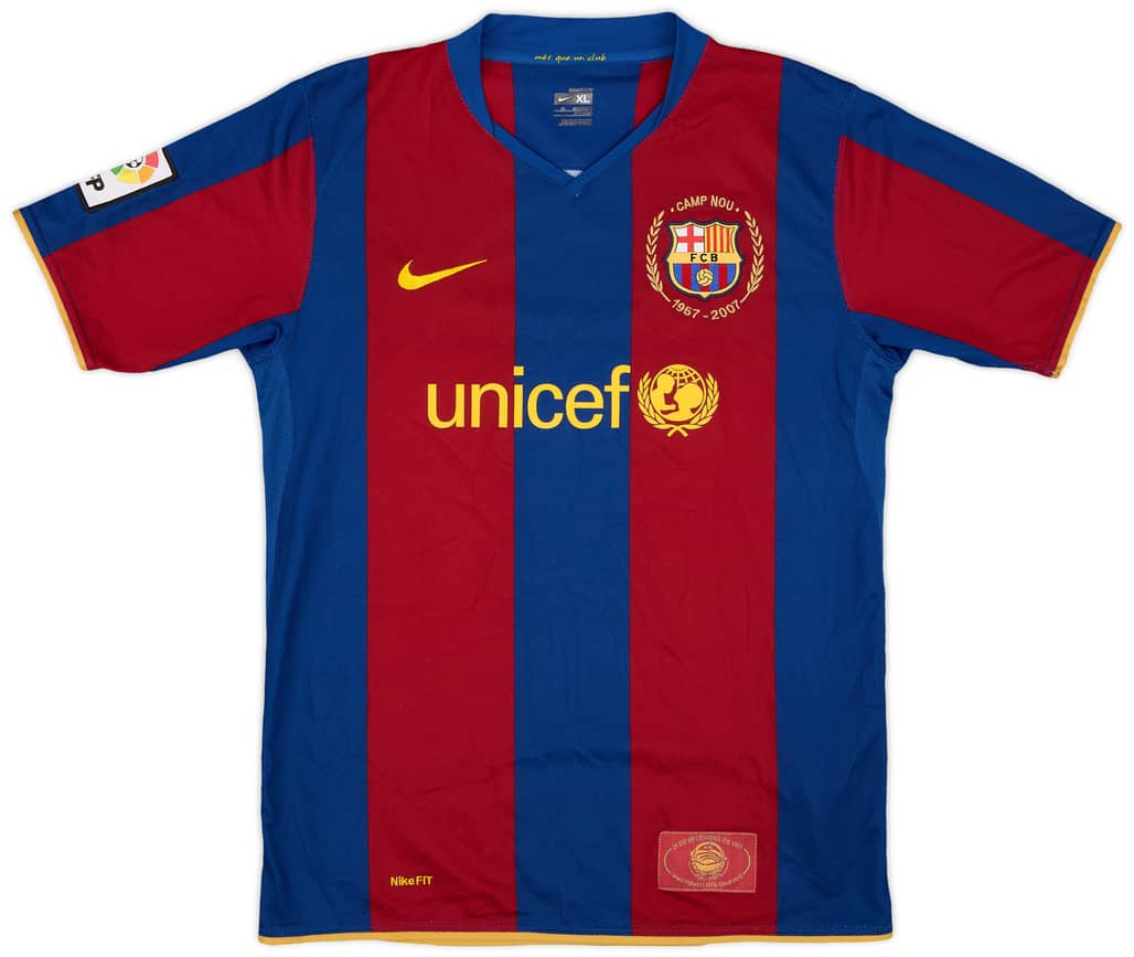 2007-08 Barcelona Home Shirt - 7/10 - (XL.Boys)