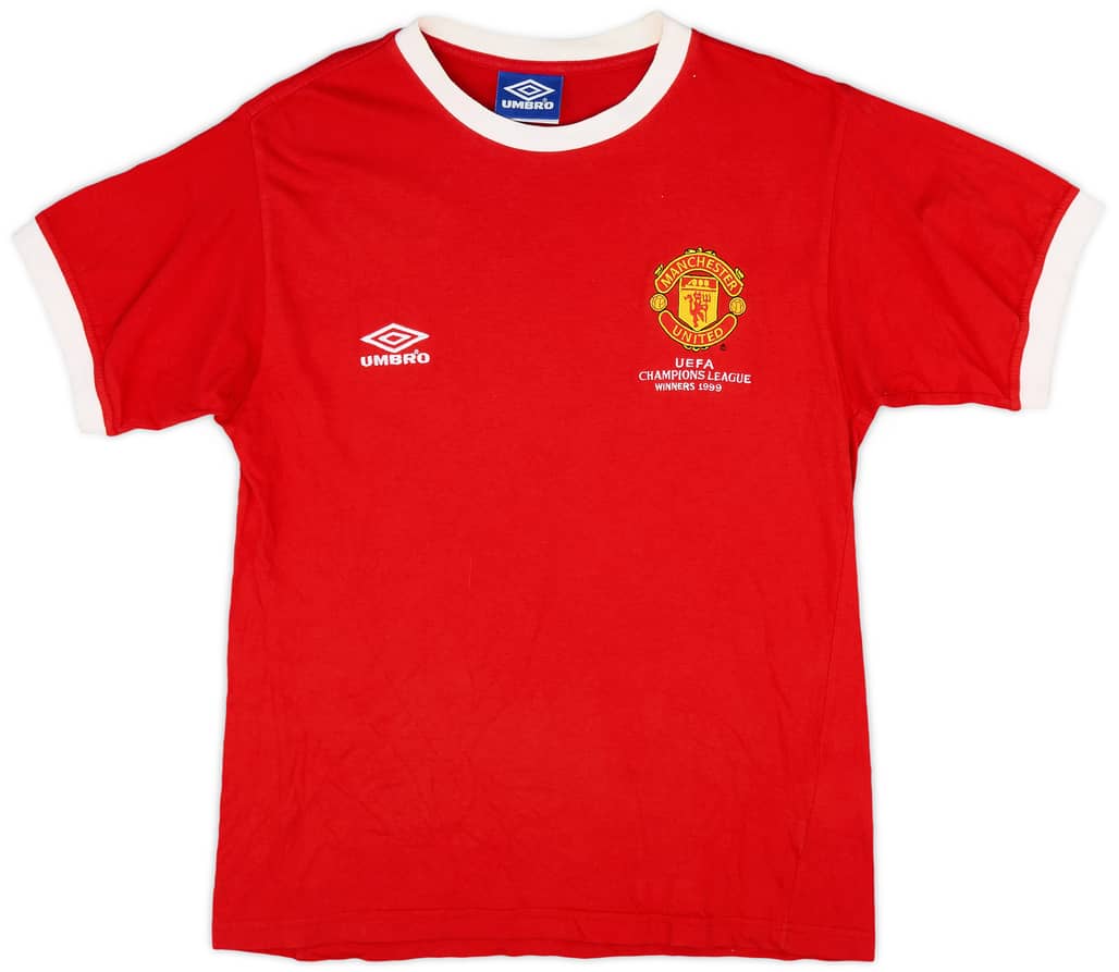 1998-99 Manchester United 'Champions League Winners' Umbro Cotton Tee - 8/10 - (S)