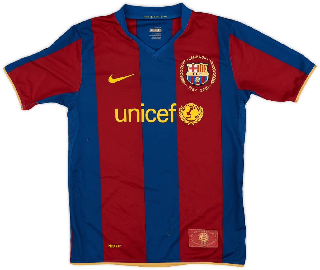 2007-08 Barcelona Home Shirt - 6/10 - (L.Boys)