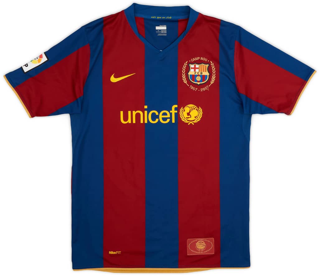 2007-08 Barcelona Home Shirt - 9/10 - (XL.Boys)