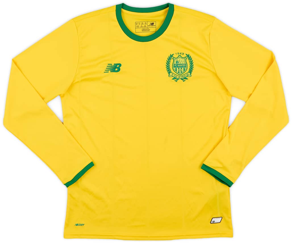2018-19 Nantes Home L/S Shirt - 7/10 - (XL.Boys)
